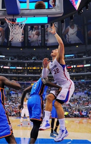 Serge Ibaka's accidental foul of Blake Griffin goes undetected by the referees.